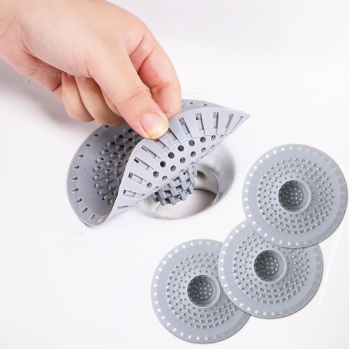 Bathtub Drain Hair Catcher, Silicone Tub Hair Catcher Drain Protector Strainer, Collapsible Shower Hair Drain Catcher Strainer for 1.48'' to 1.75'' Regular Drains, 3PCS