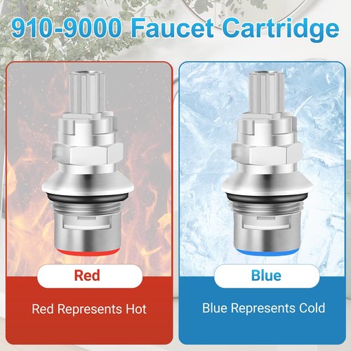 2 Pack 910-9000 Ceramic Disc Cartridge Replacement, Compatible with Price Pfister Hot & Cold Ceramic Valve, Faucet Cartridge, for 2 Handle Lavatory and Kitchen Faucets, 12 Point Broach﻿