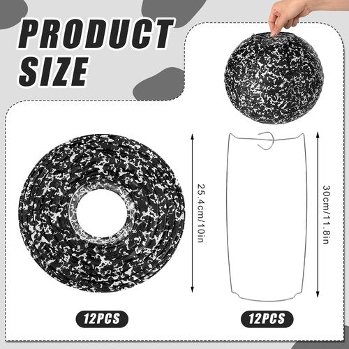Glooglitter 12 Pcs Large 10in Composition Hanging Paper Lanterns Composition Notebook Classroom Decor Black and White Round Decorative Lanterns for Classroom Office School Graduation End of Year