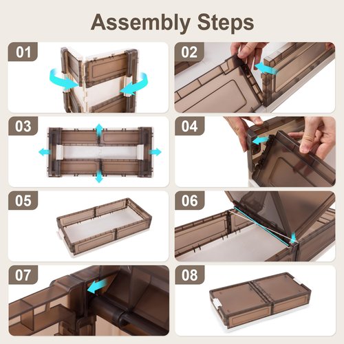 TlaroRiz Plastic Under Bed Storage 58QT/14.5Gal Flat Underbed Storage Containers with Lid and 8 Rolling Wheels Folding Stackable Under Bed Organizer Boxes for Clothing Blanket Shoes Books,1 Pcs