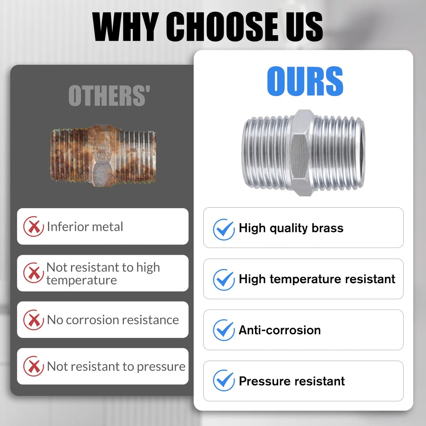 Shower Hose Extension Connector, Male NPT 1/2x Male NPT 1/2 Shower Hose Extender Fitting Extra Long Joint, Used to Connect Two Hoses, Chrome（2 Packs ）