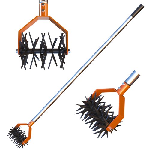CKLT 66in Garden Cultivator with Spring Steel Tines and Adjustable Stainless Steel Handle Manual Rotary Cultivator for Loosening Soil Mixing Fertilizer Soil Prep Weed Removal