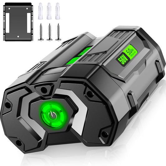 【with Wall Holder】56V 5.0Ah Replacement Battery for EGO 56V Battery BA2800T BA4200 BA5600T BA1400, Compatible with EGO 56 Volt Battery Power+ Tools STA1500 ST1502LB CS1604 LB4800 LB6504 LB5804 HT2400