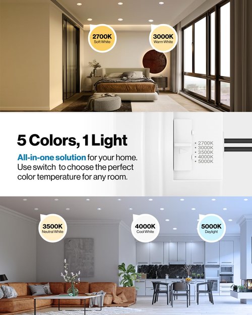 Sunco 4 Inch LED Recessed Lights, Retrofit Can Lighting, 660 LM, 11W (40W Equivalent), Selectable CCT 2700K/3000K/3500K/4000K/5000K, Dimmable, Baffle Trim, Replacement Conversion Kit UL 4 Pack.