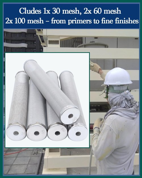 730067 (1+2+2) Titan Manifold Filter 5-Pack – 1x 30 Mesh, 2X 60 Mesh, 2X 100 Mesh – Compatible with Titan Impact 440, 640i, 740, 840i, 1040i, Elite 2000, PowrTwin 3500, 5500 Paint Sprayers