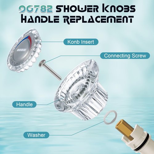 Enhon 2 Pack Shower Knob Handle Kit Compatible with Moen 96797 Chateau Collection, Replacement Faucet Handle Kit for Bathroom Tub and Shower, Include Screws, Chrome Knob Insert