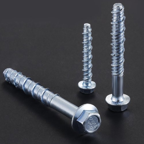 Wensilon 1/2" x 4" Zinc Plated Large Diameter Concrete Screw for Anchoring to Masonry, Brick or Block (30pcs)