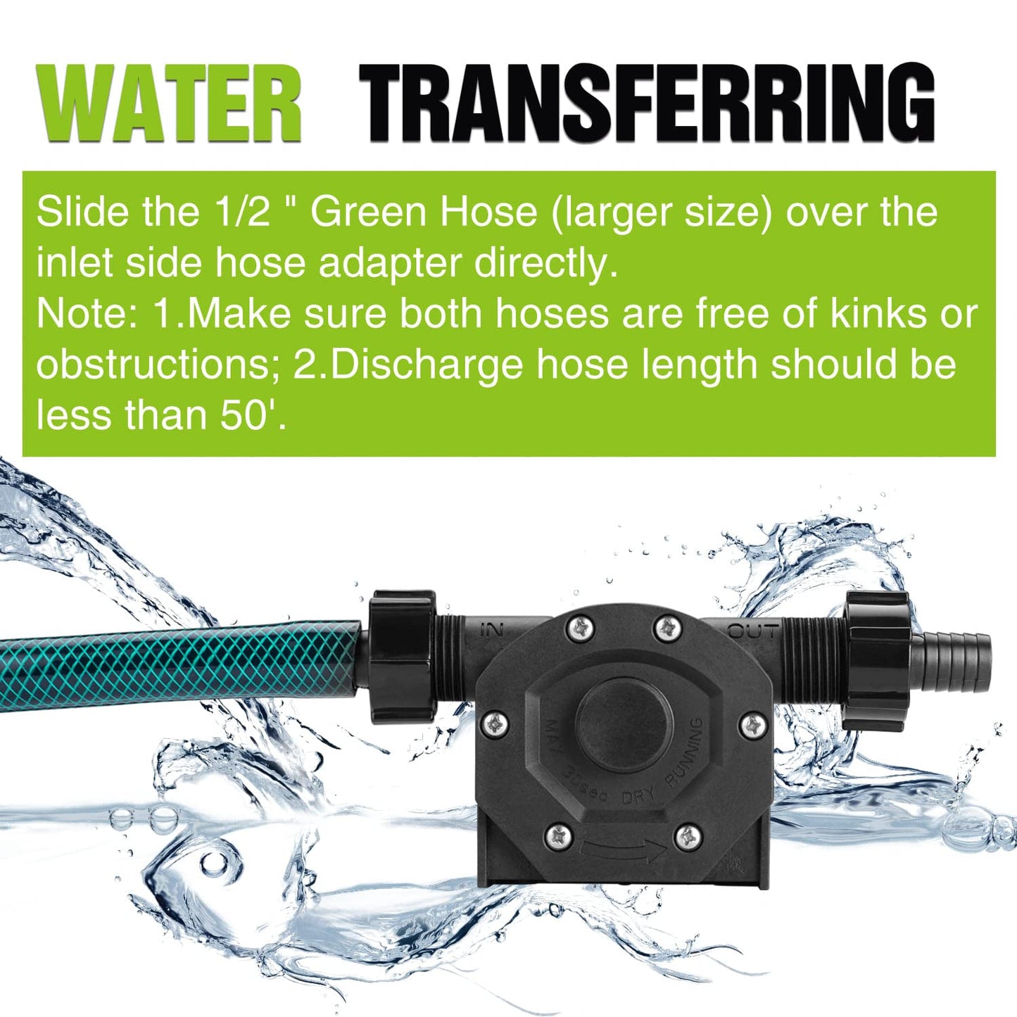 TRUPOW Self-Priming Mini Hand Water Transfer Drill Pump Kit with Water Hose & Oil Hose for Home Water Oil Fluid Transfer