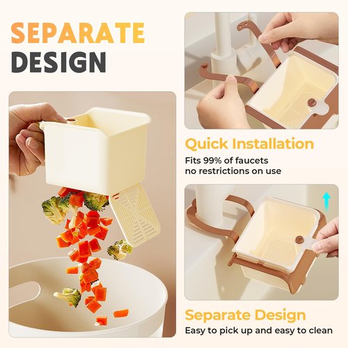 Sink Food Catcher,Sink Strainers for Kitchen,Kitchen Essentials Sink Food Strainer,Sink Food Catcher Basket,Sink Trash Catcher for Garbage Leftovers (Cream)