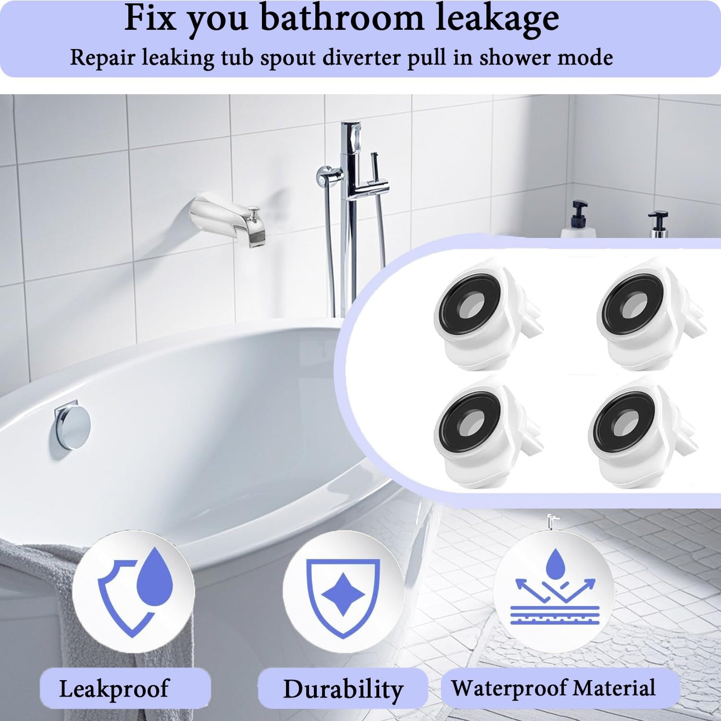 4 Sets Tub Spout Diverter Repair Kit, 101237 Cup Seal & Diverter Gate Compatible with Moen 3800 Tub Spout