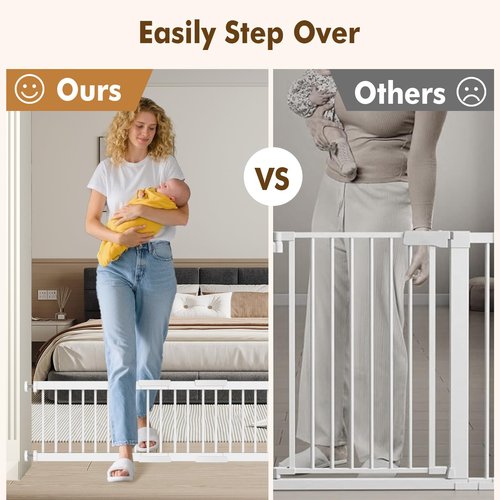 Unidevice Short Dog Gate - 14" Tall Small Puppy Safety Pet Gates Easily Step Over, 16.5"-44" Adjustable Extra Wide, Metal Doggy Door for Passageway Stairs Kitchen Bedroom Indoor, Pressure Mounted