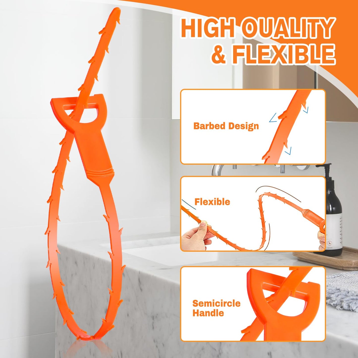 12 PCS Drain Snake, Drain Hair Remover, Sink Snake Drain Auger Cleaner Tool For Bath Tub, Toilet, Kitchen Sink(20 In)