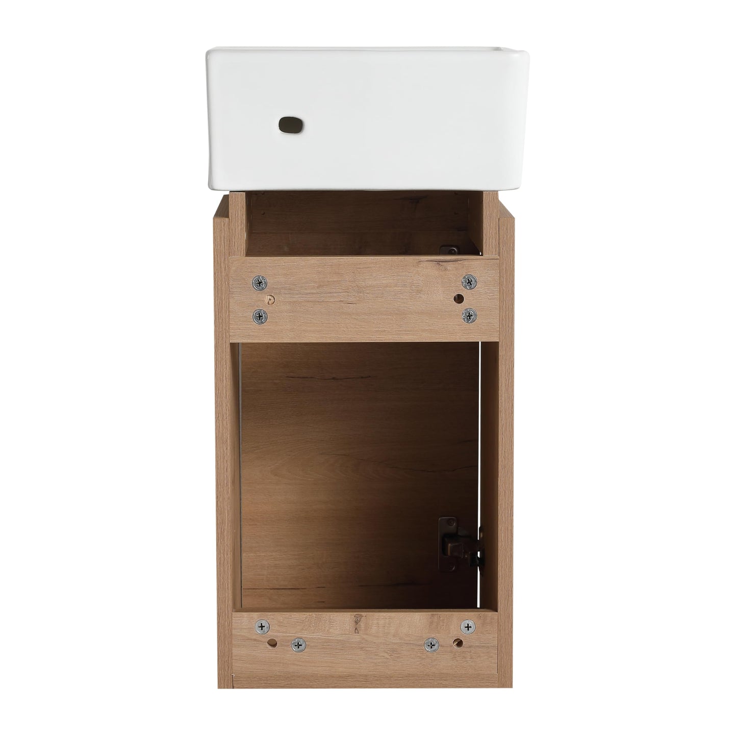 Malwee 12 Inch Wall-Hung Vanity, Corner Vanity, 12'' Floating Bathroom Vanity with Sink, with 1 Door and White Ceramic Basin Sink Top (045-12)