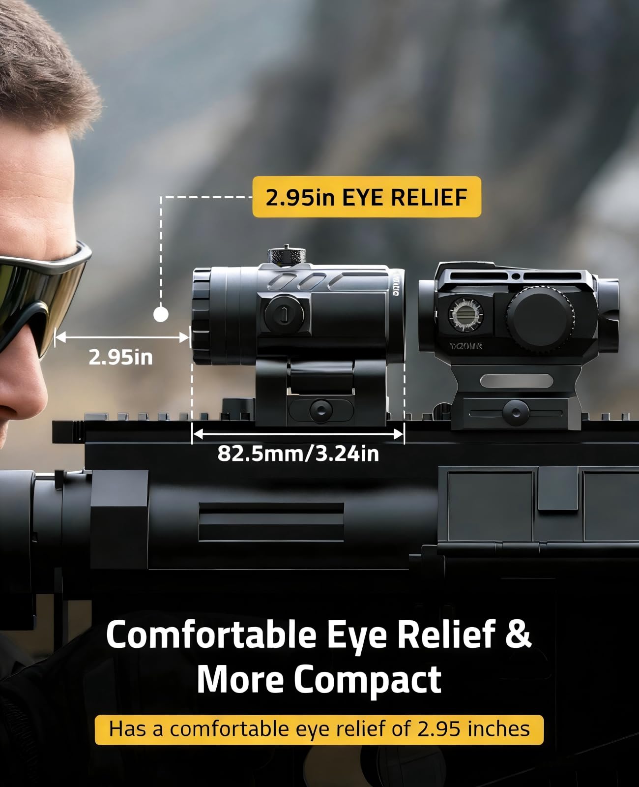CVLIFE 3X Red Dot Magnifier with Quick-Release and Flip-to-Side Mount,2.95in Eye Relief,Absolute and Lower 1/3 Co-Witness Red Dot Sight with Magnifier,1000G Shockproof & IP67 Waterproof