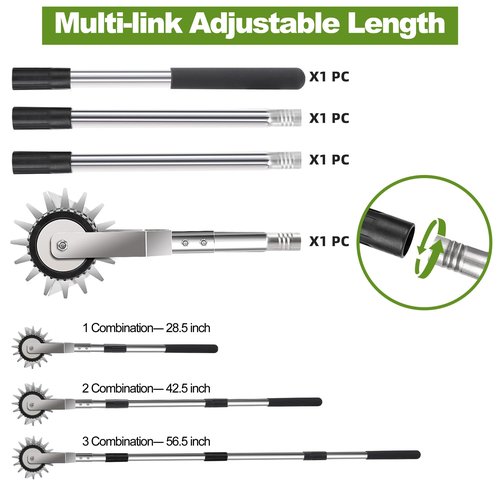 Wheel Rotary Manual Edger Lawn Tool, Grass Edge Trimmer, Sidewalk Lawn Edger Tool, Adjustable 3 Sections Stainless Steel Handle, Ergonomic, 56.5-Inch