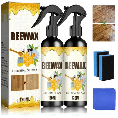 Nsacxa 2PCS Beeswax Spray, Beeswax Spray Furniture Polish, Bees wax Wood Polish, Bees wax Care spray & Restorer for Wood Floors, Furniture, Tables, Cabinets