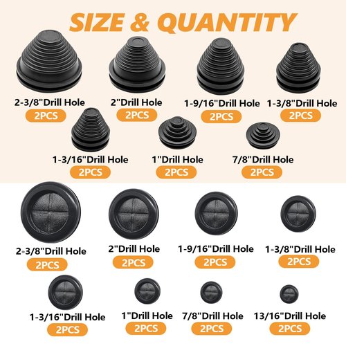 mankk Rubber Grommet Kit Firewall Grommet Wire Grommet Tower Shaped and Round Double Sided Rubber Hole Plug with Retractable Box Knife for Wire Protection