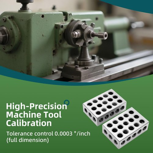 Yunnergo Precision Ground 1-2-3 Block Set (2 Blocks) - 1"x2"x3" Tool Steel 23 Holes, Matched Pair - Size/Flatness: ±.0003", Parallelism: .0002"