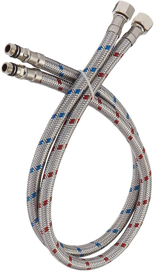 Greenspring 40-Inch Long Faucet Connector, 2Pcs Faucet Supply Lines, Kitchen Sink Toilet Hose Braided Stainless Steel Supply Hose 3/8" Female Compression Thread x M10 Male Connector (1 Pair)