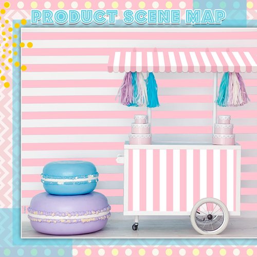 Boao 4 Pcs 3D Awning Wall Decorations Set for Ice Cream Truck Decor and Concession Stand Supplies 2 3D Awning Wall Decoration with 2 Tablecloths for Carnival Theme Party Room Decor(Pink)