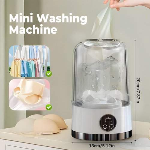 Portable Automatic Mini Washing Machine, Underwear Washing Machine | Rechargeable Mini Portable Washing Machine Lightweight for Apartment, Dorm, Hotel, RV, Travel & Camping (White)