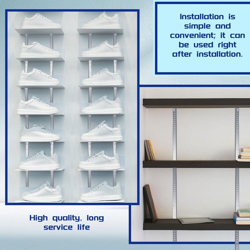 12 Pcs 16 Inch Shelf Pilaster Tracks with 24 Pcs Shelf Clips Adjustable Metal Rail Mortise Mount Pilaster Strip for Wall Bookcases Shelving System Closet Organization