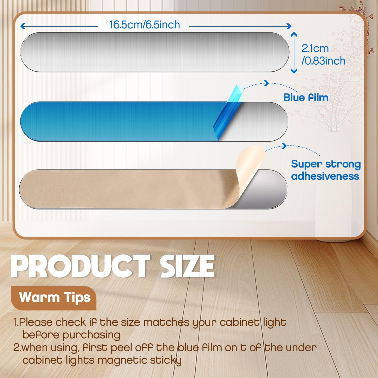 Konohan 4 Pcs Under Cabinet Lights Magnetic Sticky, Cabinet Lights Replacement Magnetic Strips