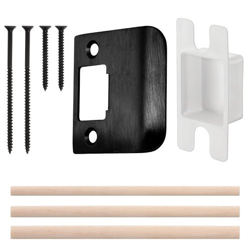 Door Strike Plate, Extended Lip Strike Plate, 2-1/4" x 2-1/4"Extender Lip Latch Strikers with Star Screws, Wooden Stick and Dust Box