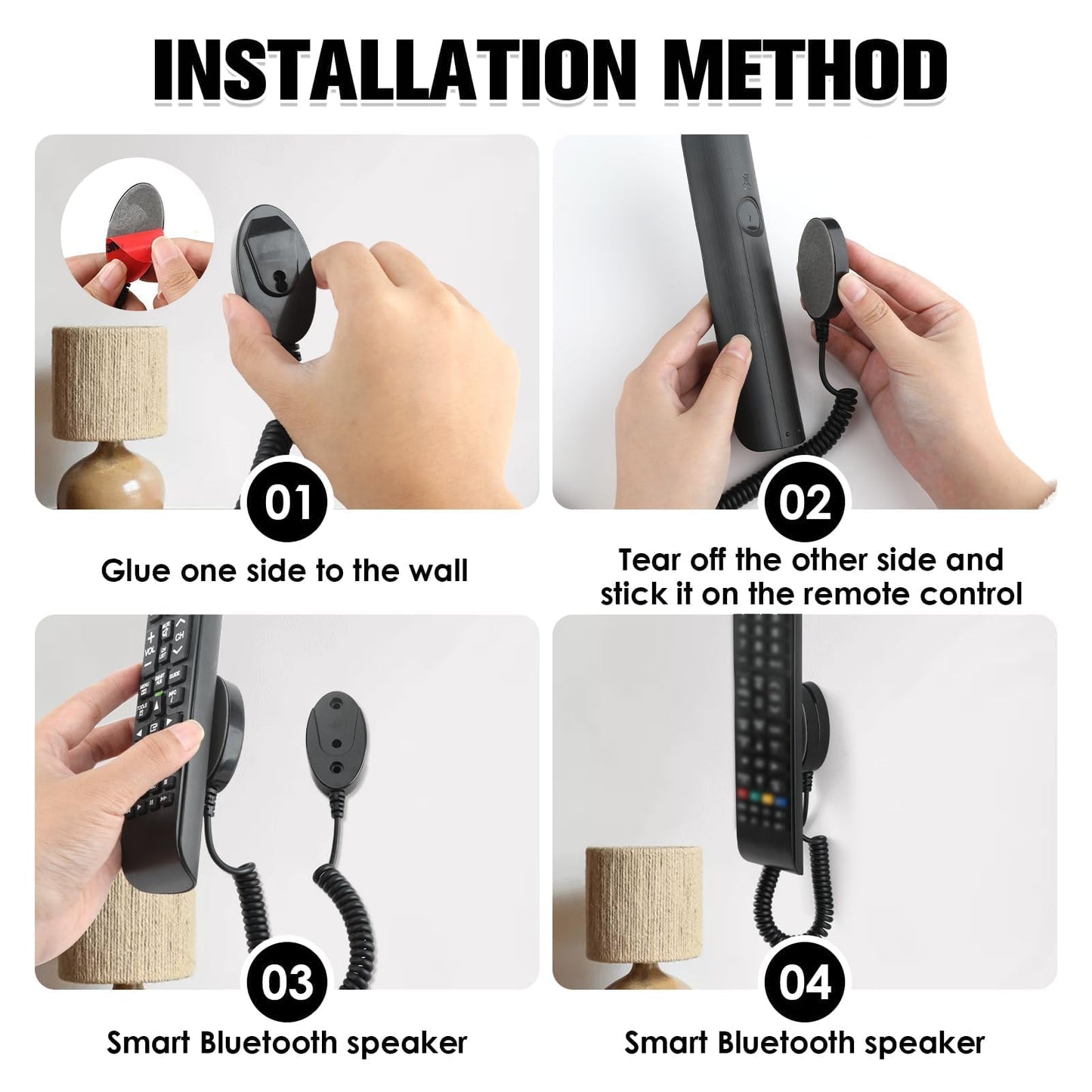 Magnetic Remote Leash Control Holder with Security Cable, Retractable Tidy Anti-lost Rope Organizer Easy Installation Stable Suitable for Projector TV Fan and Air Conditioner Remotes (2Pcs Black, S)
