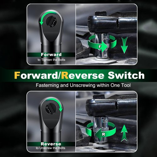 Tegatok Cordless Electric Ratchet Wrench Set, 40FT-LBS (45N.m) 3/8" Electric Ratchet, 12V Cordless Ratchet Wrench, 2 x 2.0Ah Batteries Impact for Car Home