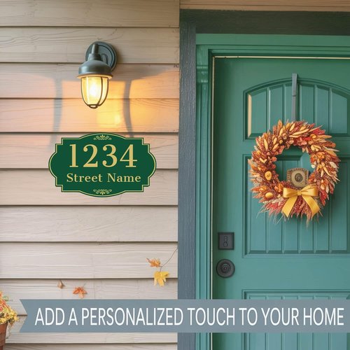 Custom House Numbers, Address Metal Sign - 12x7 Inch Indoor/Outdoor Reflective Option, Vintage Metal Wall Sign With Address Plaque, Rust-Free & Weatherproof Aluminum, Ideal Housewarming Gift