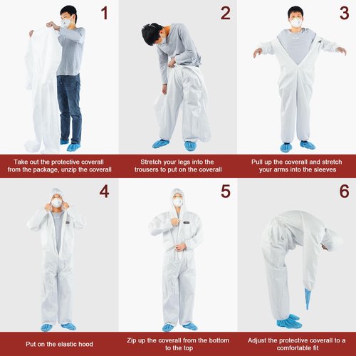 Hazmat Suit Disposable Coverall | Heavy Duty Full Body Paint Coverall & Suit in 7 Sizes with Multiple Specifications for Men & Women With Hood - Breathable & Water Resistant - Large, White, 1