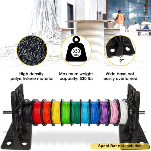 Glosaie Multi Purpose Wire Dispenser Holds Spools Up to 34" In Diameter, Load Capacity 330 LBS, A Set, Black