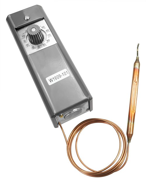 Refrigeration Temperature Bulb Remote Thermostat Controller, Temperature Controller Replace W1609-101 TH-1609, Control from -30 Degrees F to 90 Degrees F, 5 Ft Capillary