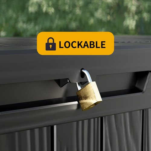 Decksplore 200 Gallon Outdoor Storage Box Waterproof Lockable Resin Deck Box Large, Patio Storage Bin for Pool Accessories Cushion Furniture, Garden Tools, UV-Resistant Outside Delivery Black
