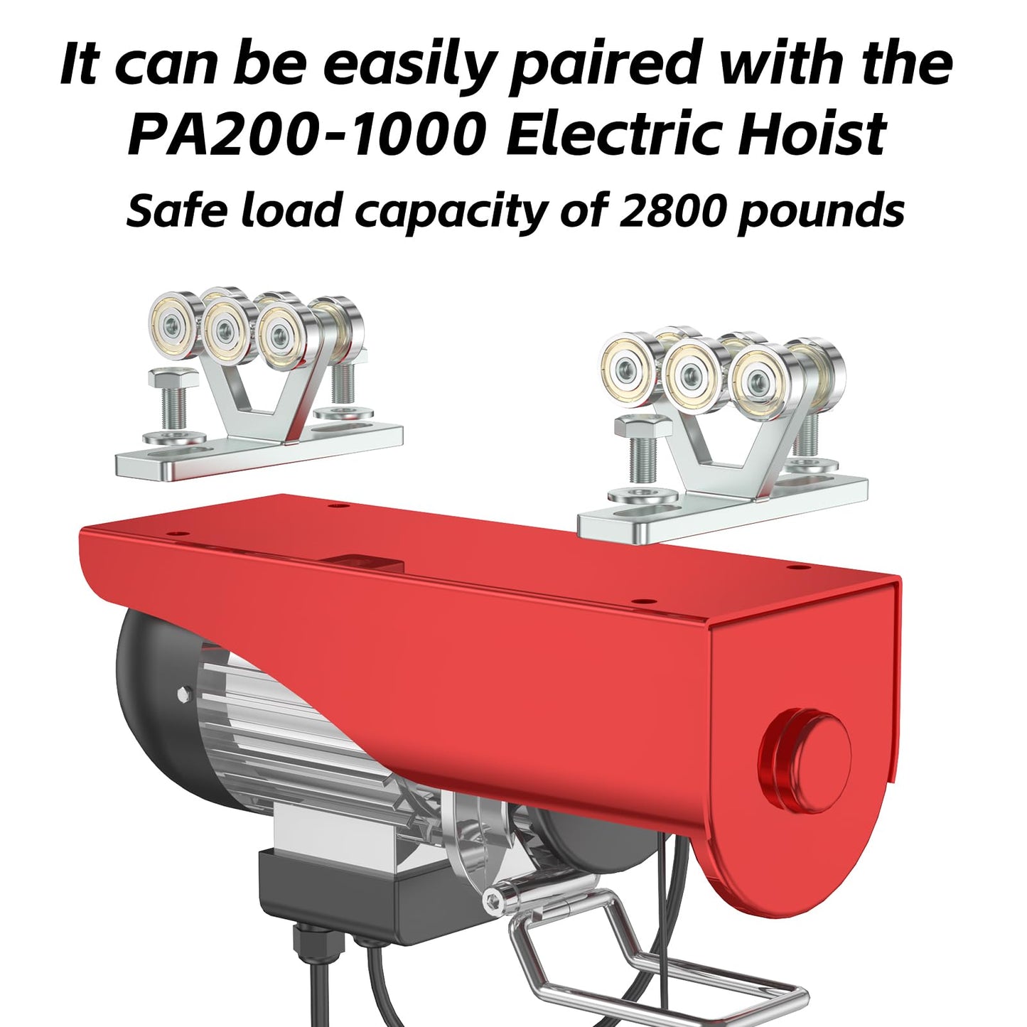 SKTREX 6 Wheel Hoist Trolley with Rollers - Strut Trolley Assembly for Electric Hoist - Fits 1-5/8" Wide and Taller Strut Channel - High Strength and Silent Operation