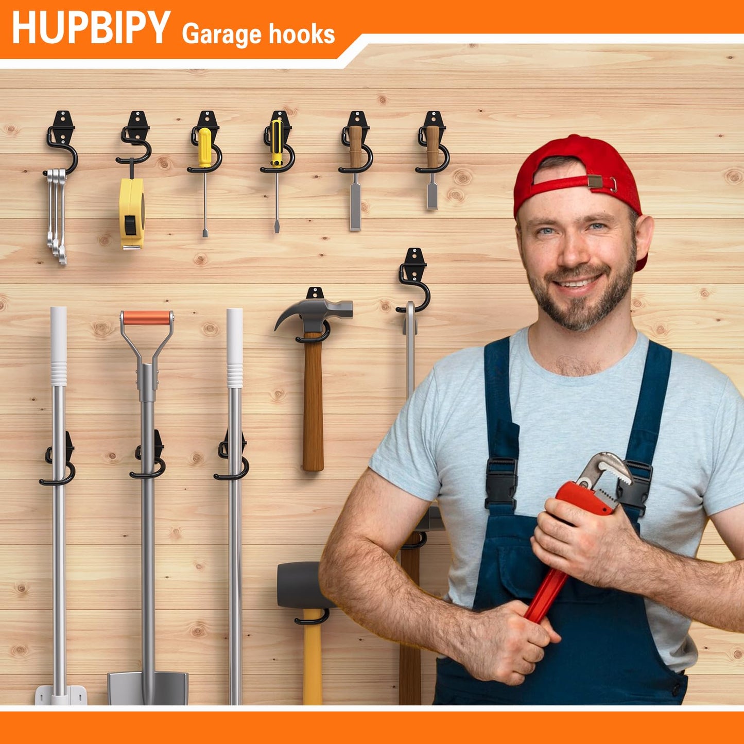 HUPBIPY 6 Pack Metal Garage Hooks, Heavy Duty S Hooks Tool Hangers for Garage Wall, Shed, Garden Storage Organizer