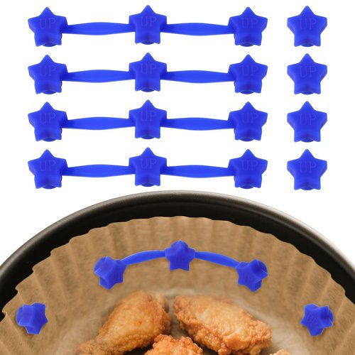 8pcs Air Fryer Silicone Magnets Set, Include 4 Star-Shaped Long Silicone Strip and 4 Star-Shaped Magnet Buckle Air Fryer Accessories for Holding Down Parchment Paper Liners(Blue)