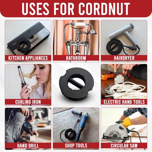 Engenuit USA Made CordNut5 - Compact & Freestanding Cord Organizer Home, Travel & Office - Easy Storing & Space-Saving Cable Winder - Design for Wrapping Extenshion Cord managment & Cable Reel