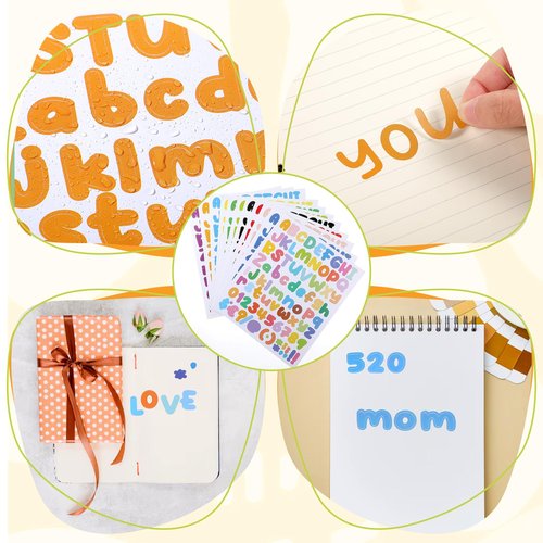 Letter Stickers, Self Adhesive Vinyl Alphabet Number Sticker Small Alphabet Stickers 972 Pieces 12 Sheet Set 1 Inch Colorful Number Waterproof Sticker for Water Bottles Mailbox Scrapbooking
