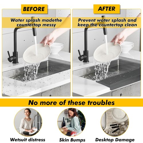 Silicone Kitchen Sink Edge Protector,sink edge guard for Kitchen Sink Accessories Gadgets Kitchen Sink Stainless Steel Splash Guard For Bathtub Sink kitchen sink protector(4"X20")