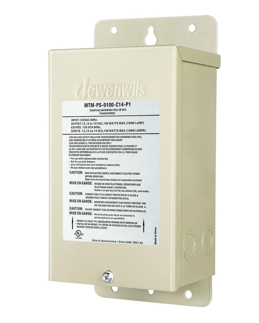 DEWENWILS 100W Pool Light Transformer, 120V AC to 12V/13V/14V AC, Multi-tap Low Voltage Transformer for Swimming Pool Lighting, Spa, Landscape & Fountain Lights, Outdoor Lighting Products, UL Listed…