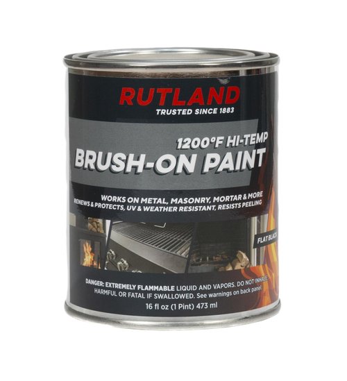 Rutland Products, Black Rutland 1200-Degree F Brush-On Flat Stove Paint, 16 Fluid Ounce, Fl Oz (Pack of 1)