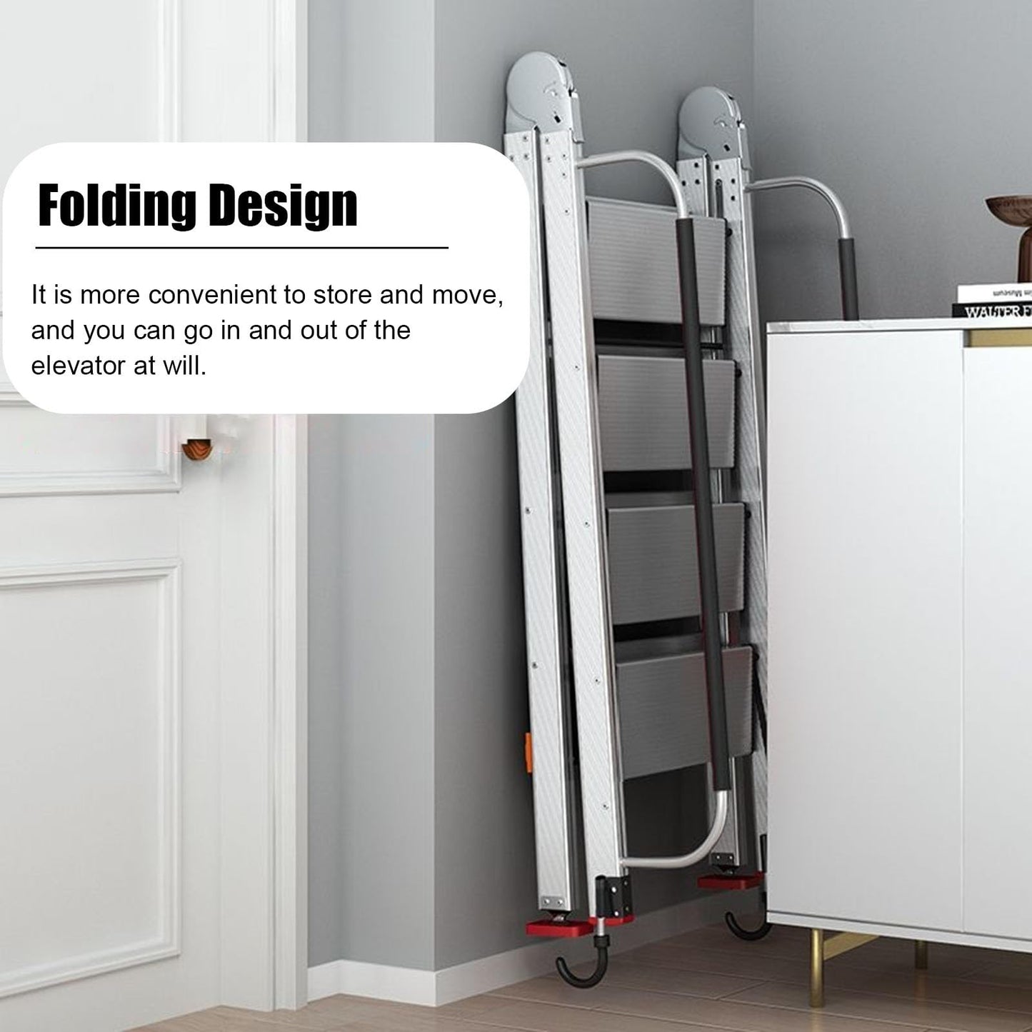 Foldable Attic Egress Ladder, Universal Space-Saving Loft Ladders for Basement/Window Well/Apartments, Fire Escape Ladder with Non-Slip Strips(9 Step 275 cm (108 1/4"))