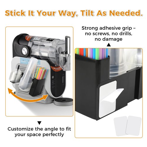 3-in-1 Cup Organizer Rack for Ninja Slushie Machine FS301 & FS300 – Side-Mounted Holder for Cups, Lids & Straws – Accessories for Ninja Slushie Maker