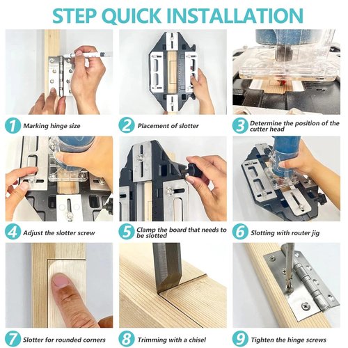 Aluminum Alloy Door Hinge Jig, Door Hinge Adjustment Tool for Template Jig and Concealed Hinge Jig, Door Lock Installation Kit, Lightweight Woodworking Hole Opener Slotting Locator