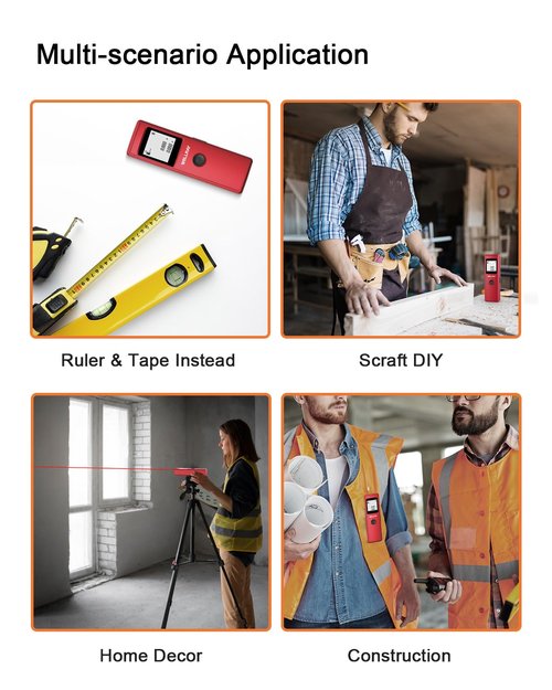 WELLRAY Lazer Measuring Tool Ft/in/Ft-in Units 165Ft Measurement Digital Handheld Laser Distance Meters