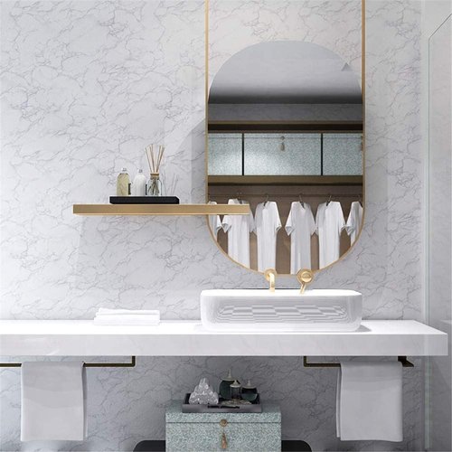 Yancorp White Gray Contact Paper Marble Wallpaper Peel and Stick Countertops Backsplash for Kitchen Waterproof Renter Friendly Wallpaper Papel Tapiz para Pared (11.8"X120")