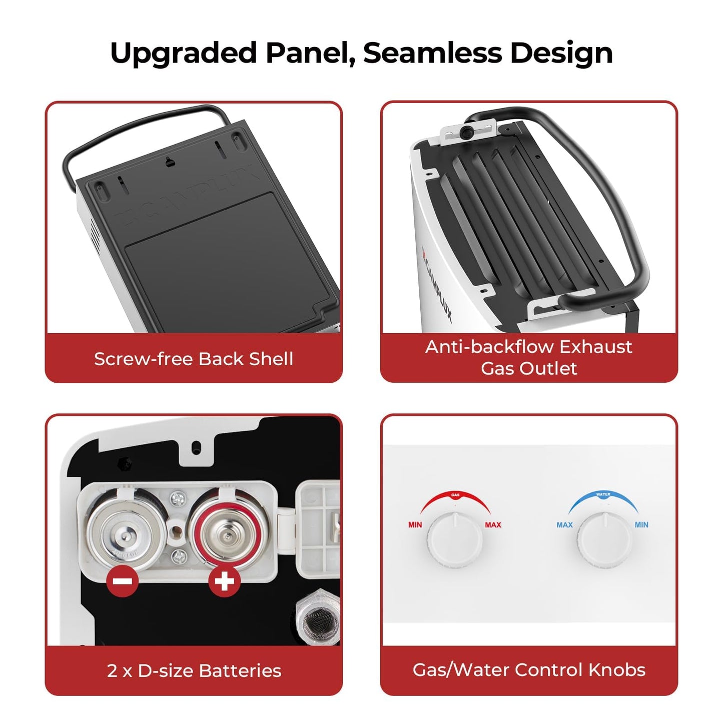 CAMPLUX Tankless Water Heater Outdoor, 1.32 GPM Portable Propane Camping Water Heater, 5L, AY132, White