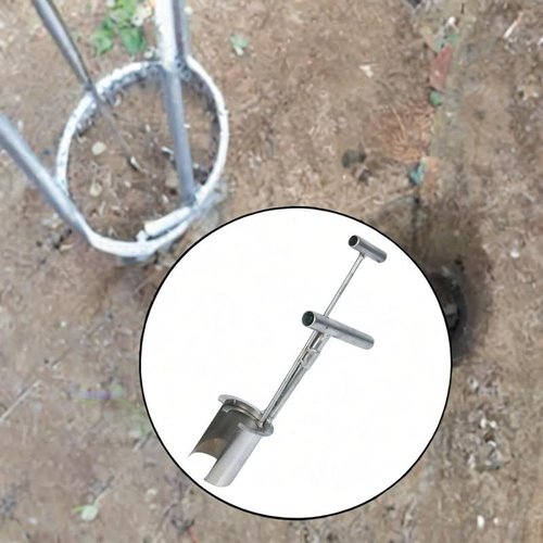 IEUDNS Bulb Planter Tool Accessories Time Saving with Handle Silver Stainless Steel Garden Tools for Garden Digging Transplanting